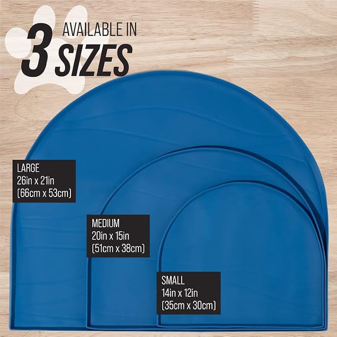 Leash Boss Fountain Mat, Silicone Water Mat Designed for Pet Fountains, Dog Gravity Water Bowls, Mats for Automatic Dispensing Cat Feeders up to 14" Diameter (Large- 26 x 25 Inches, Grey)
