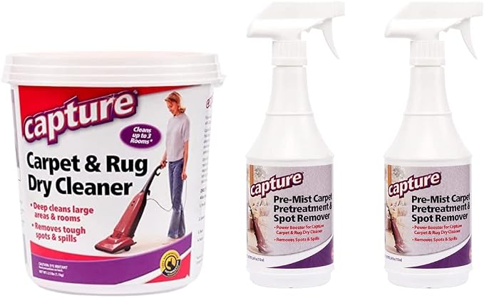 Capture Carpet & Rug Dry Cleaner (2.5lb) & Pre-Mist Soil Release for Carpet Dry Cleaner, Carpet Cleaning Pre Spray (2 Pack) - Bundle