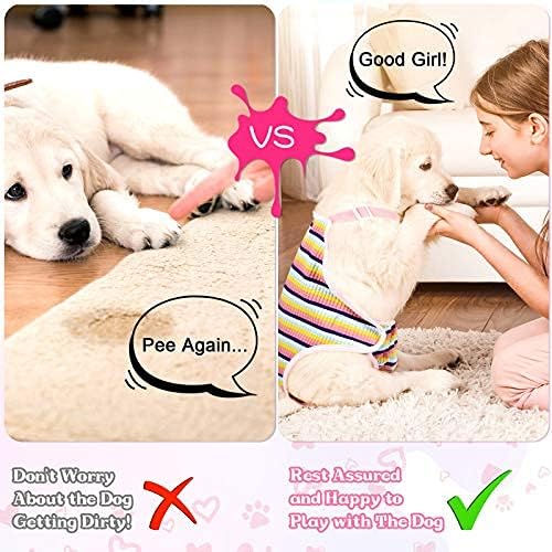 Nuanchu 3 Pcs Female Dog Diaper Sanitary Panties with Adjustable Suspender, Washable Reusable Doggie Diapers for Small Medium Large Dog in Heat Period Menstrual Pet Cats Ducks(Cute Pattern,M)