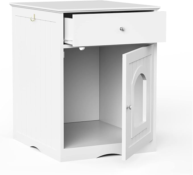 Cat Litter House, Enclosure Cat Litter Box Furniture with Doors Storage Drawer Indoor Cat Washroom Storage Side Table Cat House Large Wooden Enclosure Litter Box