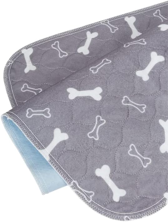 4 Pack 18"x24" Washable Pee Pads for Dogs, Super Absorbent Reusable Training Dog Pads with Bone Print, Non-Slip Potty Pads for Whelping, Playpen, Crate, Bed