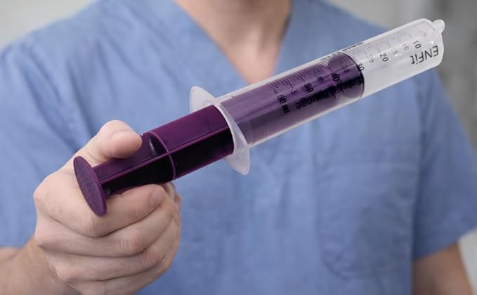 Envue ENFit Enteral Feeding Syringe 60mL, O Ring Syringes for Feeding and 60 ml Syringe for Feeding Tube Use, Reusable 60cc Syringe for NG Tube, 10 Pack, Purple
