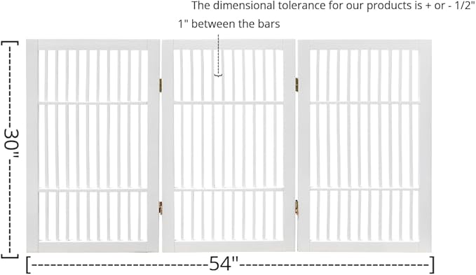 Urnporium Pet Dog Gate Freestanding, Strong Durable Folding Wooden Fence, Portable Acacia Hardwood Safety Barrier for Indoor & Outdoor Use (White Pet Gate, 3 Panel 30" Tall)