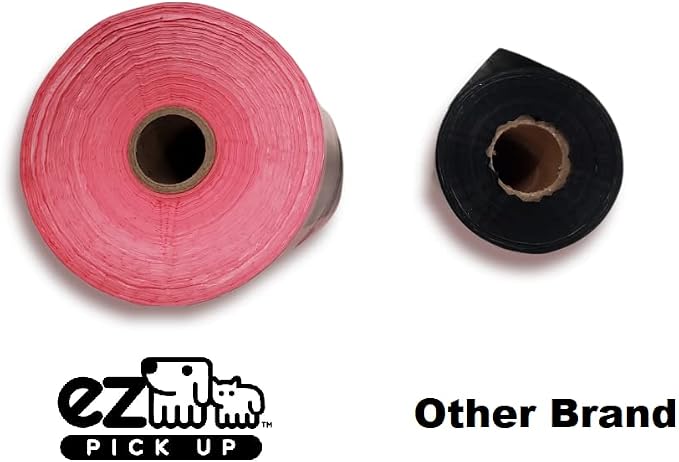 1000 Pet Waste Disposal Dog Poop Bags, EZ Pick Up Bag, Pink (single roll), 9"x12" Large