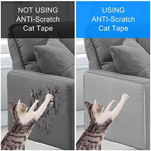 Anti-Cat Scratch Furniture Protector from Cats scratching-12-Pack NO PINS Pain Clear Sofa Guard Tape for Couches, Deterrent Pet Protection Film to Stop Cats Clawing Corners & Edges