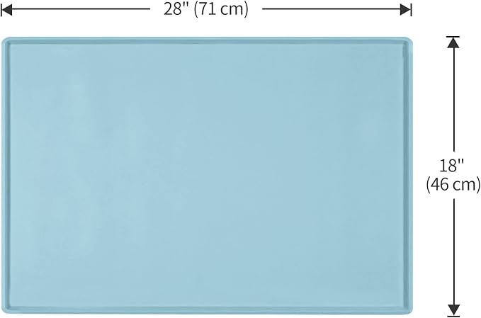 Dog Food Mat,Silicone Waterproof Food Tray,Non Slip Pet Bowl Mats Placemat,0.8" Raised Edge,Suitable for Most Small and Medium Sized Pets,28" x 18"