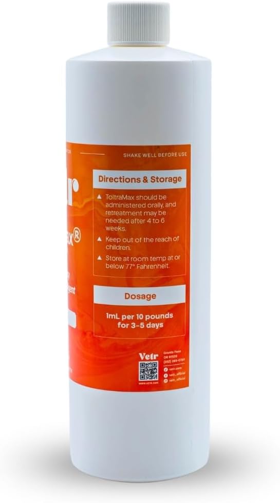 Toltrazuril 10.0% for Horses, Dogs, Cats, 500mL/16.9 Ounce, for Non-Food Chain Animals