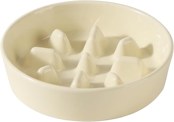 Havniva Ceramic Slow Feeder Dog Bowls, 1.2 Cups Dog Bowl Slow Feeding for Small and Medium Breed, 7.3inch Puzzle Dog Food Bowl Slow Feeder Non-Slip Anti-Gulping and Anti-Choking Reduces Bloating