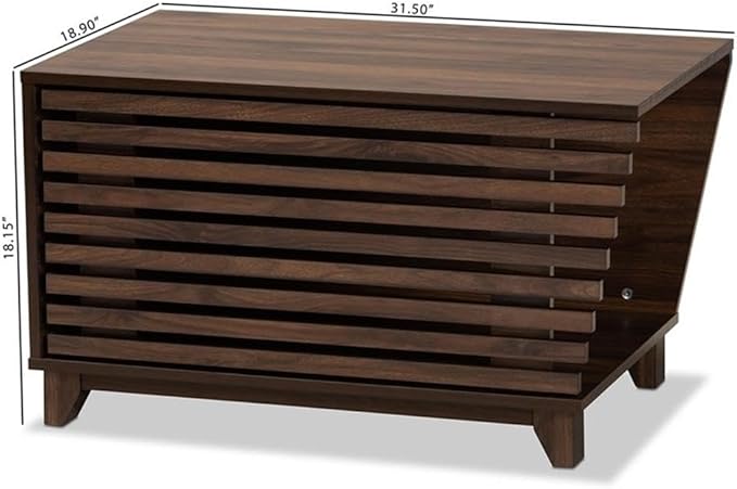 Baxton Studio Eckhart Modern and Contemporary Walnut Brown Finished Wood Cat Litter Box Cover House