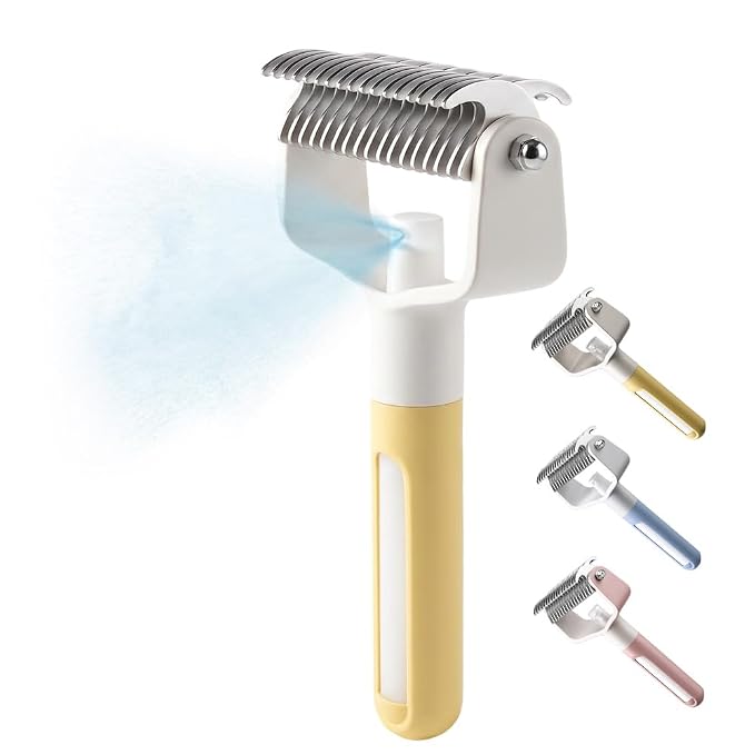 Pet Grooming Brush, Double Sided Pet Grooming Tool for Dogs and Cats, Extra-Wide Stainless Steel Deshedding Dog Brush for Matted Fur Medium or Long Haired Breeds (Yellow+Pink, 2pcs)