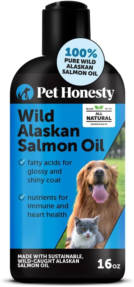 Wild Alaskan Salmon Oil for Dogs & Cats - Omega-3 Fish Oil with EPA + DHA Omega Fatty Acids, Sockeye Salmon, Skin & Coat Support, Pure Food Topper, Supports Joints, Brain & Heart Health - 16 oz