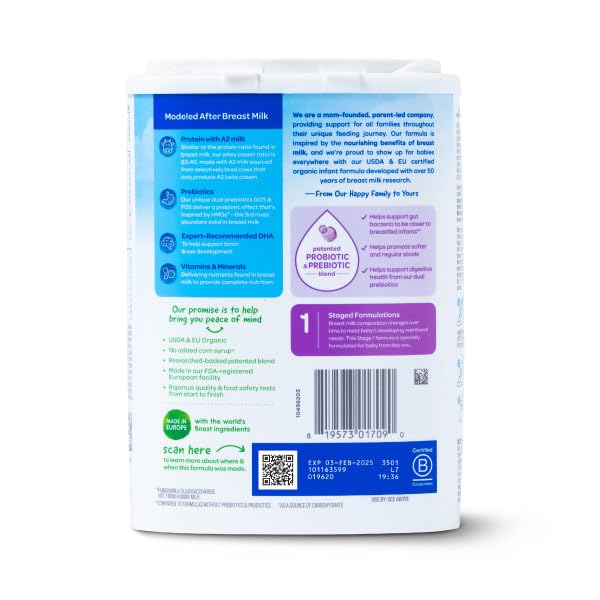 Happy Baby Organic A2 Stage 1 Baby Formula, 22.9 OZ