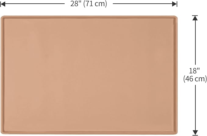 Dog Food Mat,Silicone Waterproof Food Tray,Non Slip Pet Bowl Mats Placemat,0.8" Raised Edge,Suitable for Most Small and Medium Sized Pets,28" x 18"