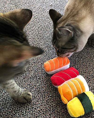 munchiecat Sushi Catnip Toy for Cats - USA Made, Engaging Sushi Design for Pouncing and Play, Kittens (4-Pc Rainbow)