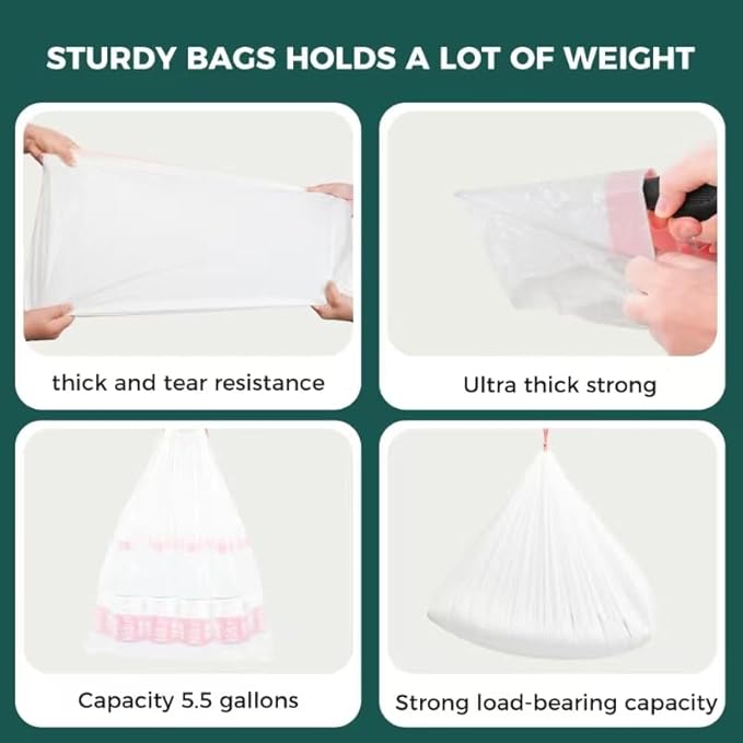 100 Pack Drawstring Cat Litter Box Liner Bags For Litter-Robot 3/4,Waste Bags Compatible With Self-Cleaning Litter Box,Heavy Duty