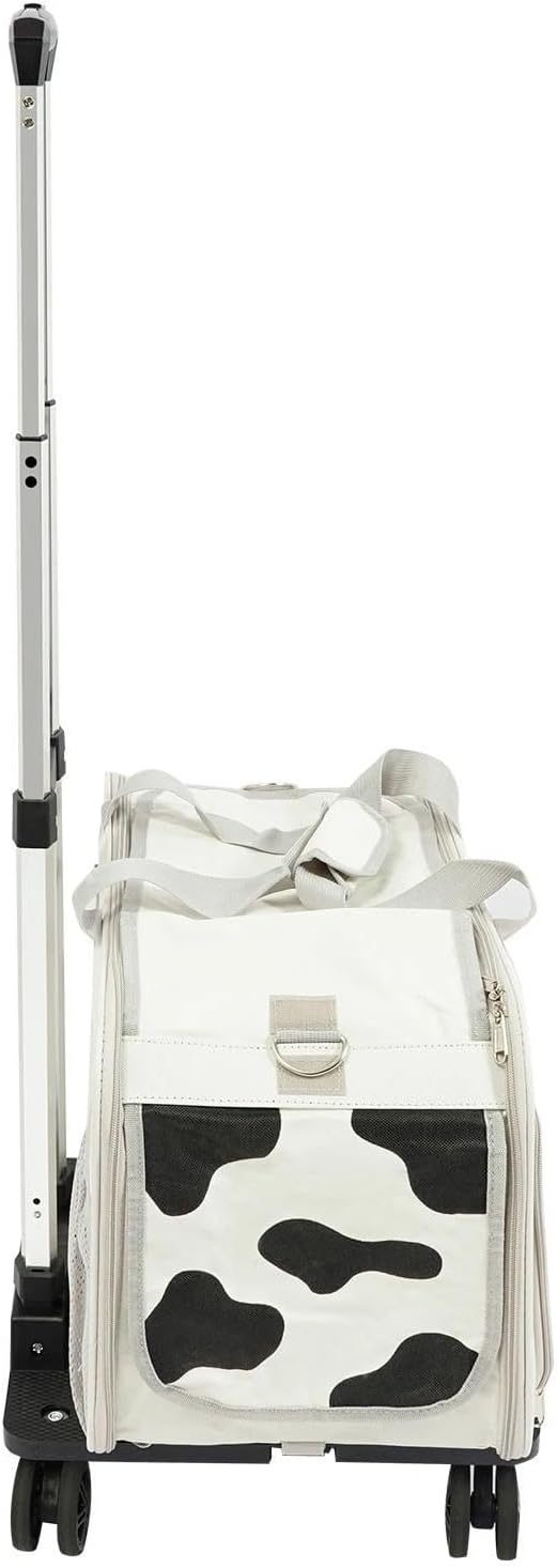 Pet Carrier, Portable Clear Cat Bag with Wheels & Telescopic Handle, Foldable Pet Trolley Bag, Breathable Rolling Cat Carriers Backpack for Hiking, Outdoor Walking