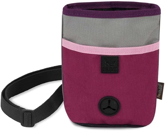 P.L.A.Y. Scout & About Deluxe Training Treat Pouch with Poop Bag Dispenser - 3 Way Wear, Detachable & Adjustable Strap, Reflective Strips, Water-Resistant Back Zipper Pocket, Squeaker (Wildflower)