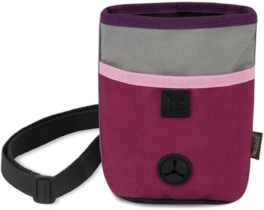 P.L.A.Y. Scout & About Deluxe Training Treat Pouch with Poop Bag Dispenser - 3 Way Wear, Detachable & Adjustable Strap, Reflective Strips, Water-Resistant Back Zipper Pocket, Squeaker (Wildflower)