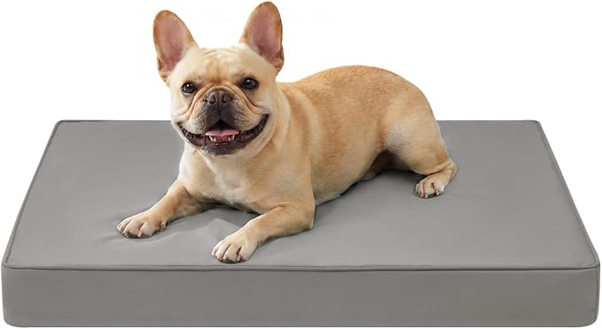 WNPETHOME Outdoor Dog Bed Waterproof, Large Outdoor Dog Bed for Large Sized Dog, Outdoor Indoor Dog Bed with Removable Washable Cover, Egg Crate Foam Dog Crate Mat, Durable Waterproof Dog Bed, Grey