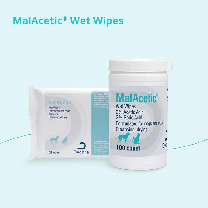 MalAcetic Wet Wipes for Dogs and Cats 25 Count