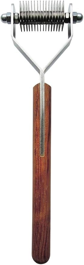 Mars Coat King Original Dematting Undercoat Grooming Rake Stripper Tool for Dogs and Cats, Stainless Steel with Wooden Handle, Made in Germany, 16-Blade