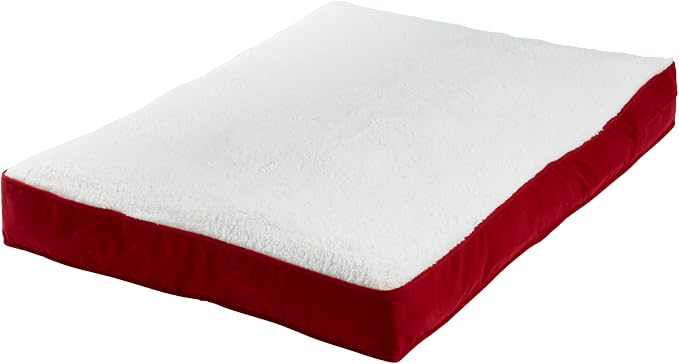Happy Hounds Daisy Deluxe Supportive Sherpa Dog Bed, Medium (42 x 30 in.), Red