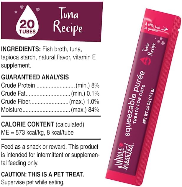 WholeHearted by Petco Squeezable Puree Cat Treat Variety Pack 0.5 oz. Count of 50