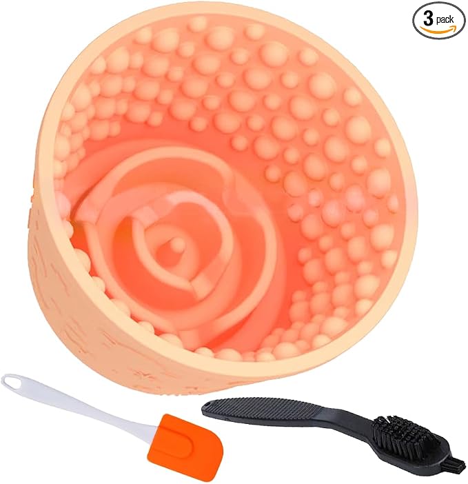 Dog Lick Bowl,Anxiety Relief Non-Slip Silicone Treat Bowl,Durable Anti-Choking Long-Lasting Enrichment Slow Feeder Licking Mat for Small Medium Large Breed,Freezable BPA Free Silicone Dishwasher Safe