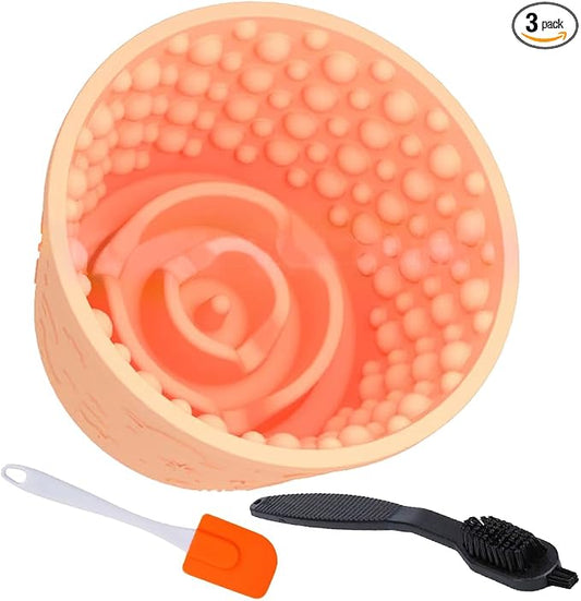 Dog Lick Bowl,Anxiety Relief Non-Slip Silicone Treat Bowl,Durable Anti-Choking Long-Lasting Enrichment Slow Feeder Licking Mat for Small Medium Large Breed,Freezable BPA Free Silicone Dishwasher Safe