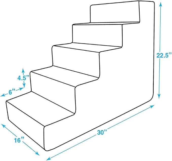 Best Pet Supplies Dog Stairs & Steps - Foam Steps for Small Dogs & Cats, Non-Slip Indoor Balanced Pet Step Support, Dog Ramp, No Assembly, Gray Lattice Print, 5-Step (22.5-inch Height)