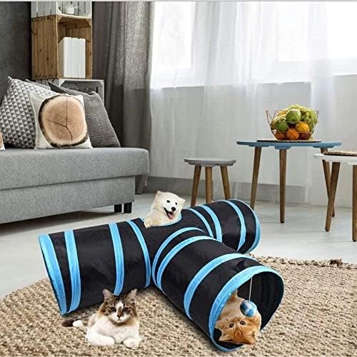 Alnicov Cat Tunnel Toy 3 WayT-Shaped Cat Tunnel Toys Outdoor Collapsible Crinkle Pet ToyLarge Indoor Foldable Play Tunnel Tubes