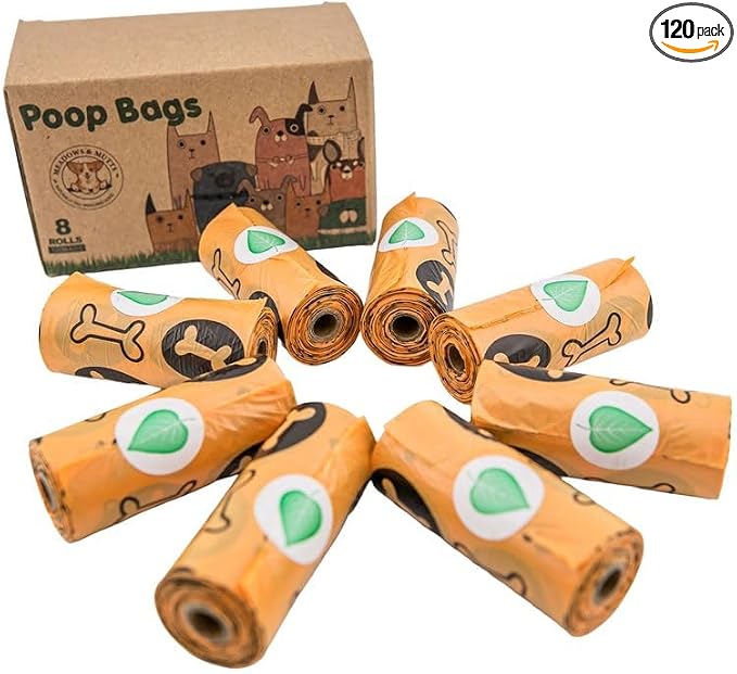 MEADOWS & MUTTS Dog Poop Bags - 120 Count Compostable Biodegradable Plant Based Pet Waste Bags | Leak Proof Extra Thick | Lavender Scented Eco-Friendly Puppy Poop Bags