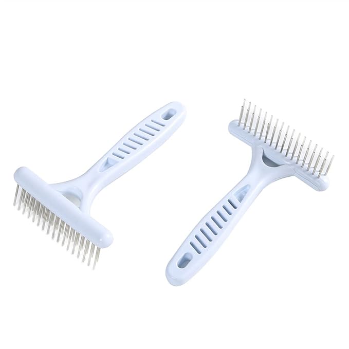 2PCs Pet Dog Brush Short Long Thick Hair Fur Shedding Remove Cat Groom Smooth Rake Comb Cleaning Tool