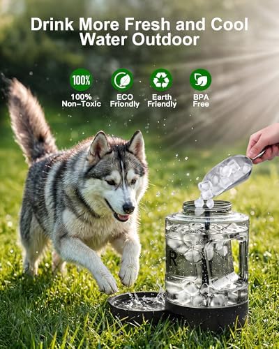 2 Pack Color Black Dog Water Dispenser, Camping Essentials, Large Travel Bottle with Pull-Out Drinking Bowl, Portable Beach Accessories, Car Water Container for Dogs, BPA Free,77 & 54 OZ