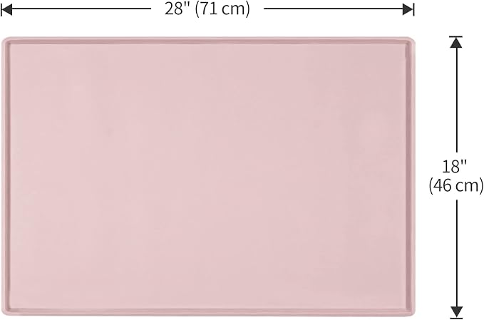 Dog Food Mat,Silicone Waterproof Food Tray,Non Slip Pet Bowl Mats Placemat,0.8" Raised Edge,Suitable for Most Small and Medium Sized Pets,28" x 18"