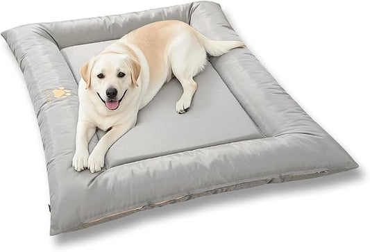 SOMAHE Large Dog Bed with Removable Washable Cover - Orthopedic XL Dog Crate Pad, Waterproof Oxford Fabric, Non-Slip Bolster Bed for Large Dogs, 42x28 Inch, Gray
