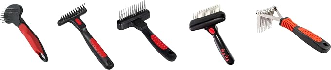 Pro Dog Grooming Undercoat Deshedding Pin Rake Combs Fur and Coat Control (2 Row Rake Comb)