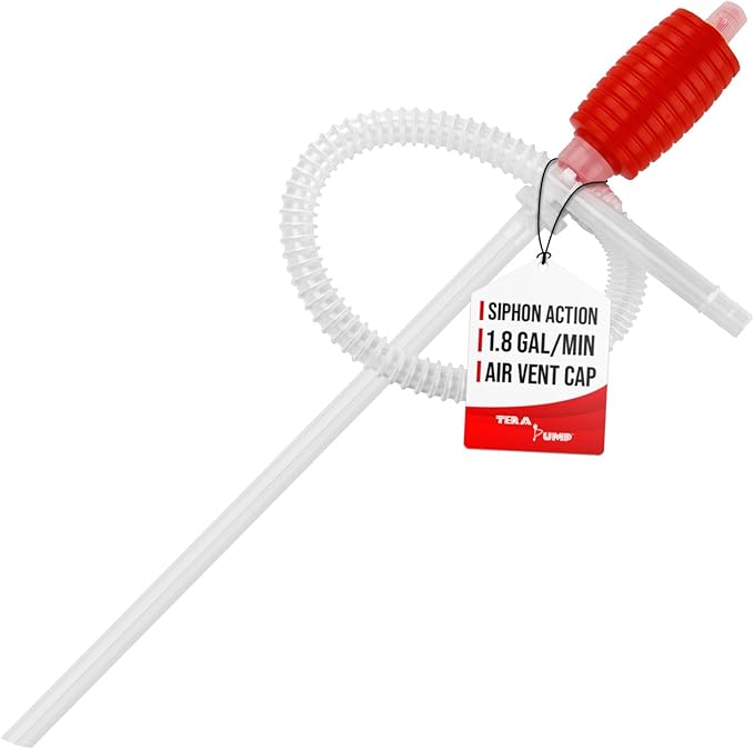 TERA PUMP - Heavy Duty Water Based Chemical Resistant Manual Hand-Operated Siphon Pump for Gas, Chemical Insecticides, Diesel, light solvents, etc.