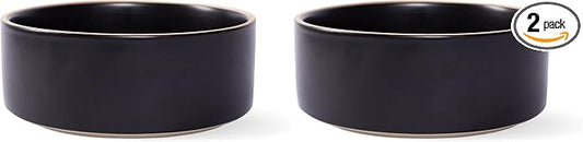 Fringe Studio Deep Charcoal Medium Minimal Stoneware Pet Bowl (479101) (Pack of 2)