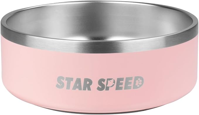 StarSpeed 42oz Stainless Steel Dog Bowls with Rubber Bottom Non-Slip Double Wall Metal Outdoor Dog Food and Water Bowls Weighted Insulated Pet Feeding Bowl for Small,Medium Sized Dogs or Cats