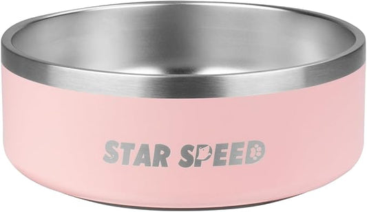 StarSpeed 42oz Stainless Steel Dog Bowls with Rubber Bottom Non-Slip Double Wall Metal Outdoor Dog Food and Water Bowls Weighted Insulated Pet Feeding Bowl for Small,Medium Sized Dogs or Cats