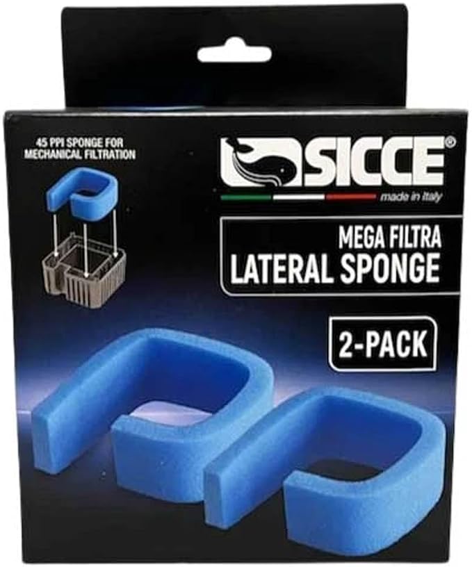 Sicce MEGA Filtra Replacement Filter Media Premium Biological & Mechanical Aquarium Filtration (Lateral Sponge (2-Pack))