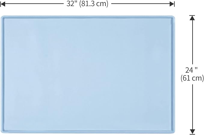 Dog Food Mat,Silicone Waterproof Food Tray,Non Slip Pet Bowl Mats Placemat,1" Raised Edge,Suitable for Most Small and Medium Sized Pets,32" x 24"