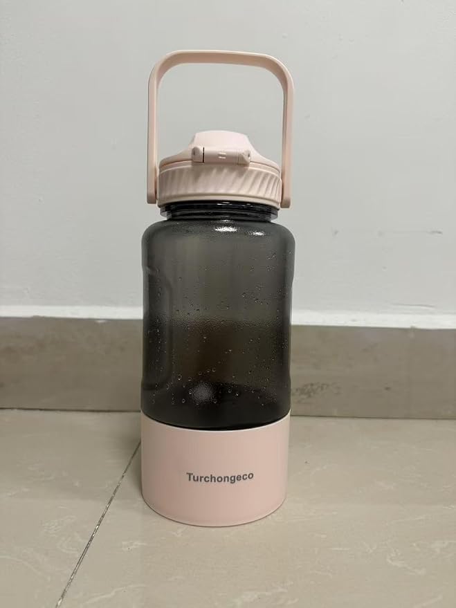 50oz Dog Water Bottle with Handle - Portable Pet & Human Water Dispenser for Hiking, Camping, Travel - Leakproof, BPA-Free, Outdoor Puppy Essential for Walking, Park, Beach (Pink)