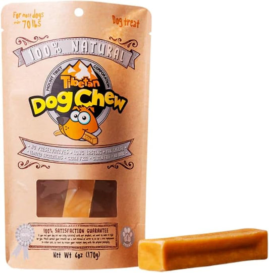 Tibetan Dog Chew (X-Large, 6.0 oz) Yak Treats - No Additives and No Preservatives. Keep Your Bored Fur-Babies Busy and Entertained for Hours (for Extra-Large Dog Breed)