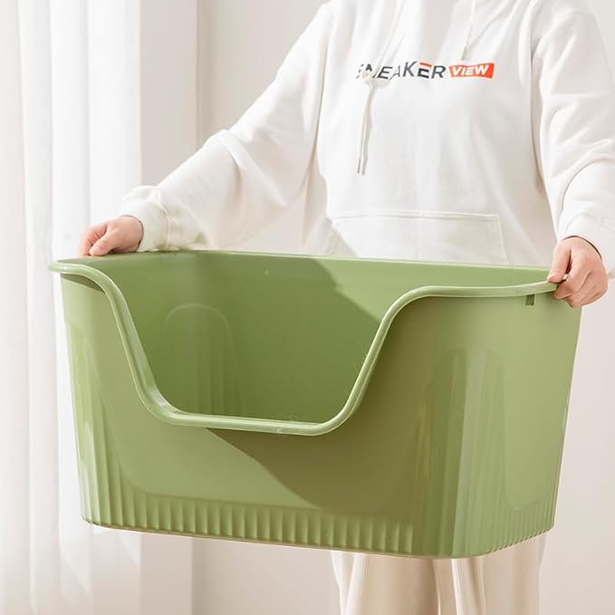 Extra Large Litter Box with High Sides 25.27" Lx17.83 Wx13.11 H,Anti-Splashing,Tool-Free Assembly,Multi Kitty Cat Litter Box,Jumbo (Yellow)