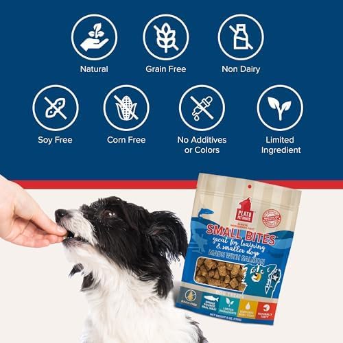 PLATO Pet Treats Small Bites - Air-Dried Training Treats for Dogs - Supports Healthy Digestion - Limited Ingredients - Salmon 6oz - 2 Pack