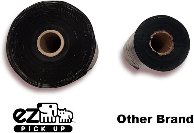 1000 EZ Pick Up Dog Waste Bags Poop Bag Black Color Large Poopy Puppy | heavy duty, poo training, one large roll, black poop bags, extra large, leak proof
