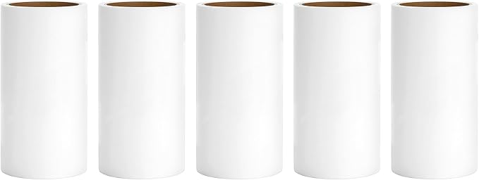 4 inch Lint Roller Refills for PetLovers Evercare Amazon and Other Lint Roller Replacement Refills 4 inch Extra Sticky 60 Sheets per Roll 5 Pack Total 300 Sheets (Inside Diameter 1-1/2 inch)