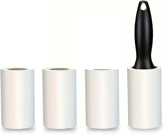Roller for Eliminating Pet for Furniture,Clothing Carpets Tool for Cleaning Hair Adhesive(1 Handle 4 Paper)